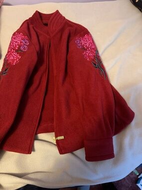 Bob Mackie Red Embroidered Floral Jacket